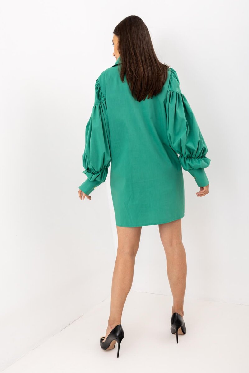 2202-GR Zielona sukienka koszulowa (5)