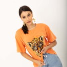 2214-OG Pomarańczowa bluzka z nadrukiem Cheetah (1)