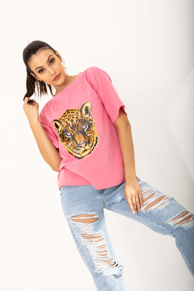 2214-PK Różowa bluzka z nadrukiem Cheetah (3)