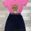 2214-PK Różowa bluzka z printem Cheetah