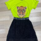 2214-YL Żółta bluzka z printem Cheetah